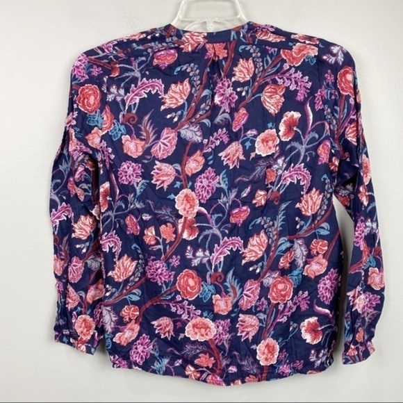 Lucky Brand Floral Blouse Blue Pink Small - Picture 2 of 8